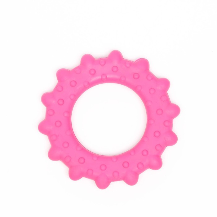 фото Игрушка жевательная "кольцо с шипами", tpr, 8,5 см, розовая пижон