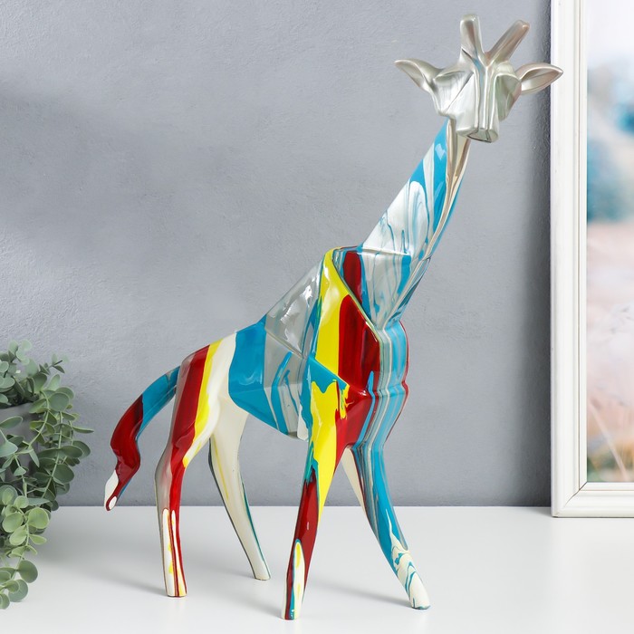 Сувенир полистоун Любопытный жираф подтёки краски 12х40х49 см