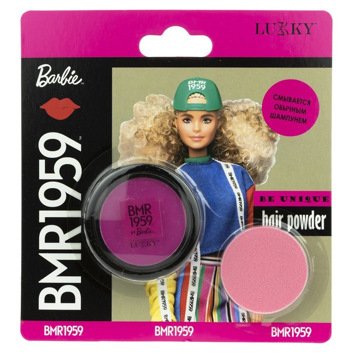 фото Пудра для волос barbie bmr1959, в наборе со спонжем, цвет фуксия lukky