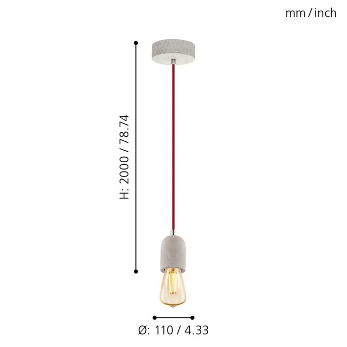 

Светильник YORTH, 1x60Вт E27, цвет красный, серый