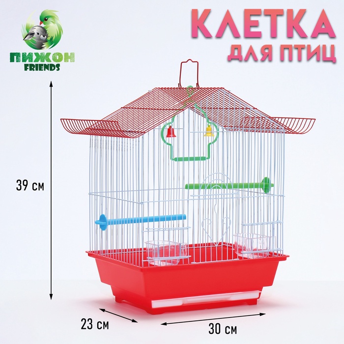 Клетка для птиц укомплектованная Bd-11d 30 х 23 х 39 см красная фасовка 12 шт 850₽