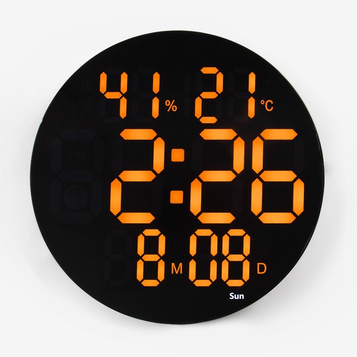 Часы электронные настенные, будильник, календарь, термометр, гигрометр, 1 ААА, d-25 см часы электронные настенные будильник календарь термометр гигрометр 1 ааа d 25 см