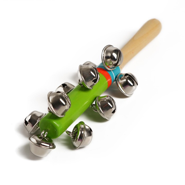 фото Музыкальная игрушка с бубенцами «весёлая музыка» зелёный цвет лесная мастерская