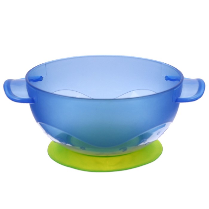 Набор для кормления: миска на присоске с крышкой, ложка, цвет голубой