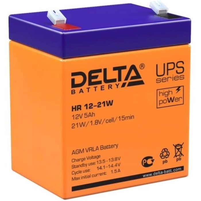 цена Батарея для ИБП Delta HR 12-21 W, 12 В, 5 Ач