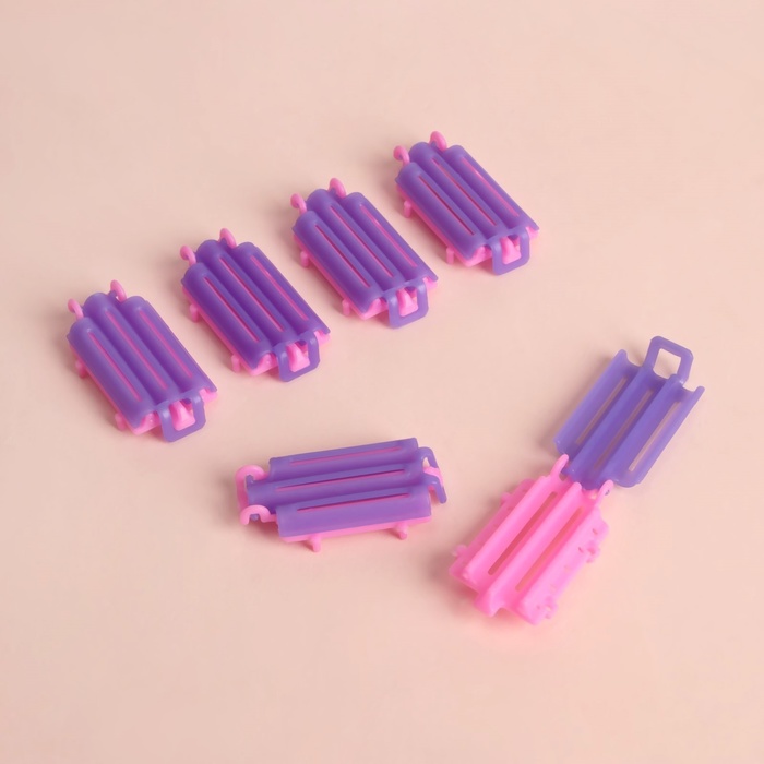 фото Бигуди для прикорневого объема, 5,7 × 3 × 1 см, 6 шт, цвет розовый/фиолетовый queen fair