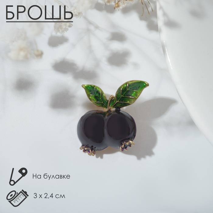 

Брошь "Черничка" пара, цвет фиолетово-зелёный в золоте