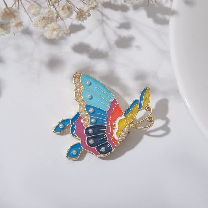 фото Брошь "бабочка" , цветная в золоте queen fair