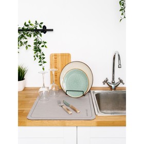 Коврик для посуды с абсорбирующим эффектом AMARO HOME, 40х60см, цвет серый Ош