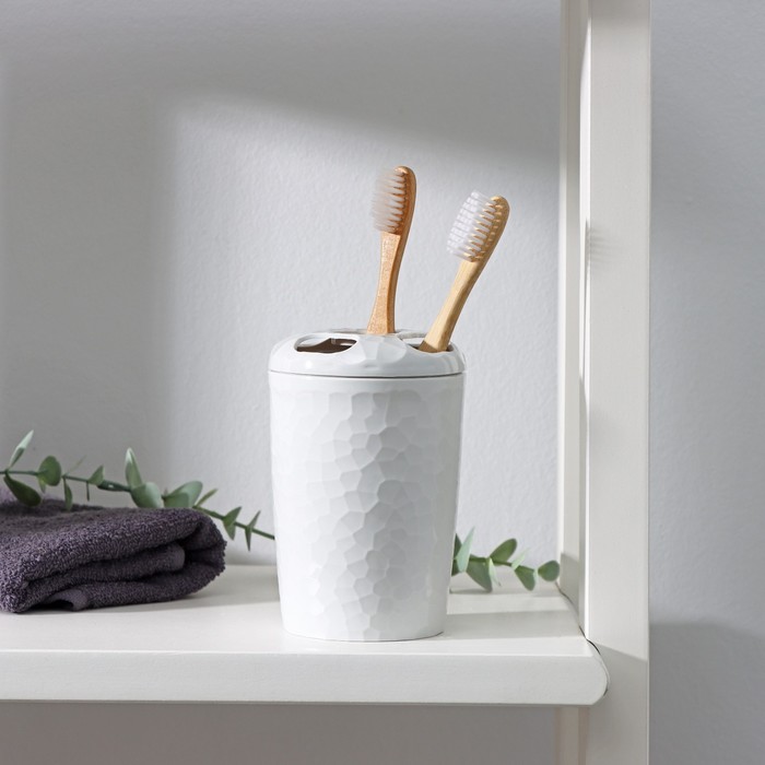 Подставка для зубных щёток Tule, 350 мл, d=7,7 см, h=12 см, цвет светло-серый