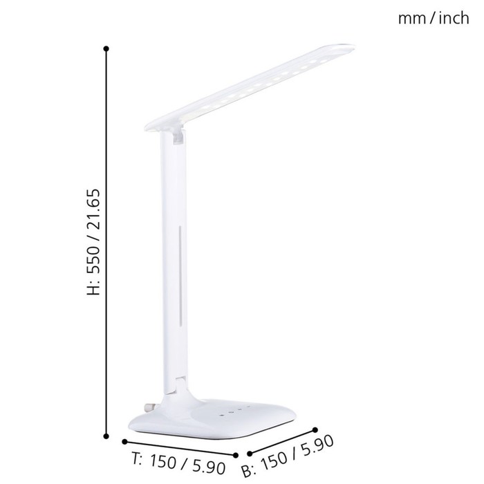 

Настольная лампа CAUPO, 1x2,9Вт LED, 3500-4500K, 280лм, цвет белый