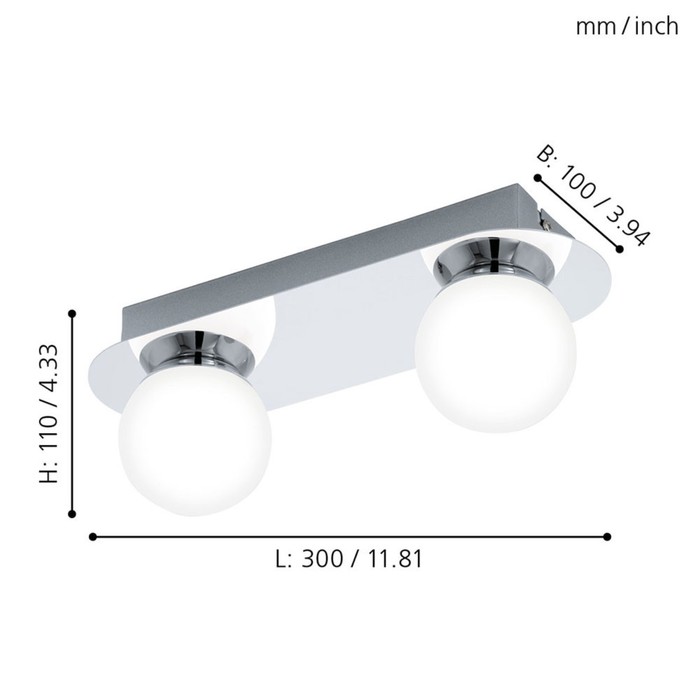 

Светильник MOSIANO, 2x3,3Вт LED, 3000K, 680лм, цвет хром