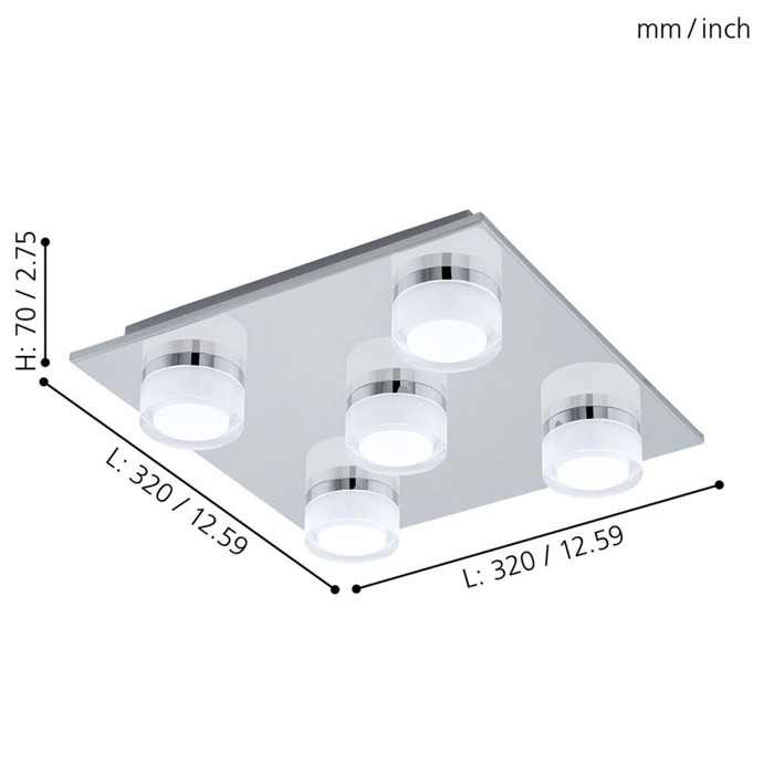 

Светильник ROMENDO, 5x4,5Вт LED, 3000K, 2400лм, цвет хром