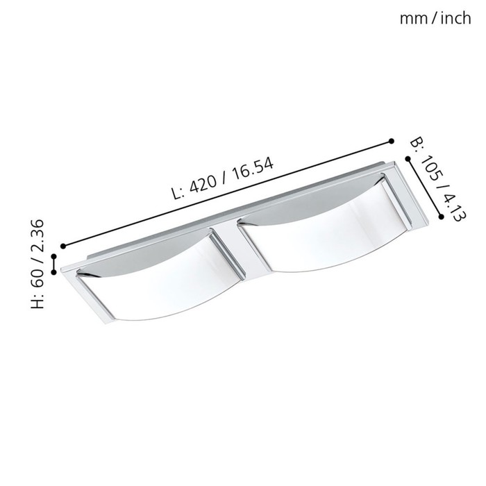 

Светильник WASAO 1, 2x5,4Вт LED, 3000K, 1020лм, цвет хром