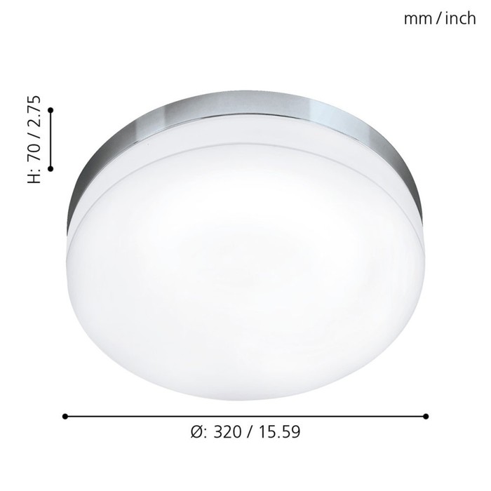 

Светильник LED LORA, 1x16Вт LED, 3000K, 1500лм, цвет хром