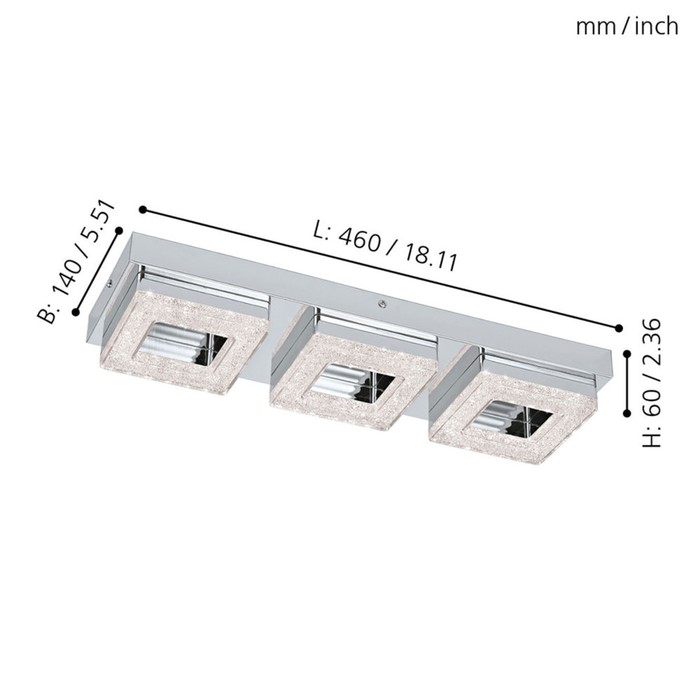 

Светильник FRADELO, 3x4Вт LED, 3000K, 1200лм, цвет хром
