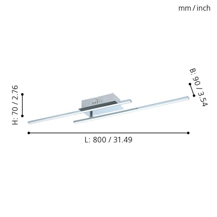 

Светильник PARRI, 2x6Вт LED, 3000K, 1300лм, цвет хром