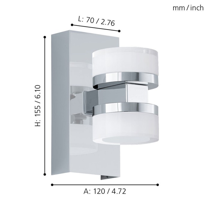 

Бра ROMENDO 1, 2x7,2Вт LED, 3000K, 1140лм, цвет хром