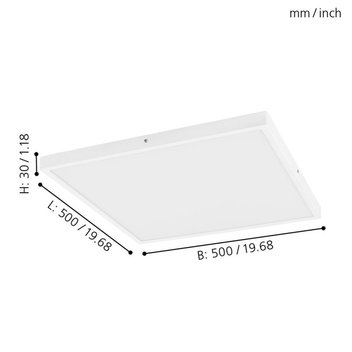 

Светильник FUEVA 1, 1x25Вт LED, 4000K, 2900лм, цвет белый