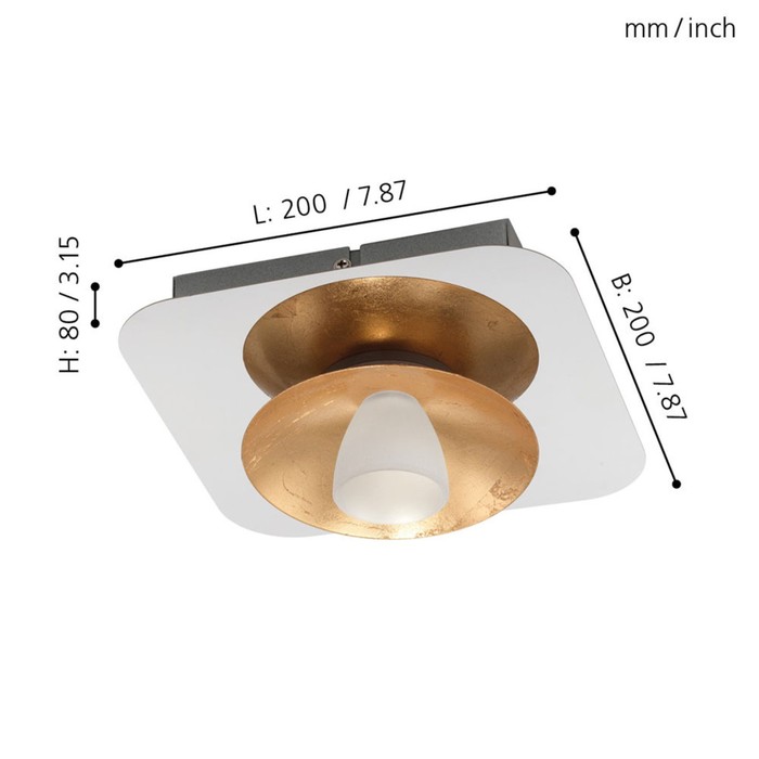 

Светильник TORANO, 1x5,4Вт LED, 3000K, 510лм, цвет золото, хром
