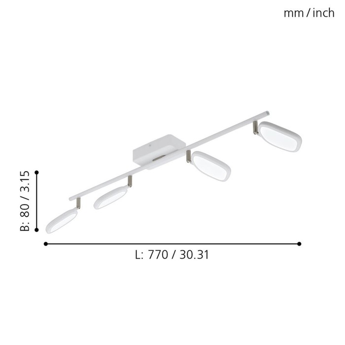 

Светильник PALOMBARE-C, 4x5Вт LED, 2700-6500K, 2400лм, цвет белый
