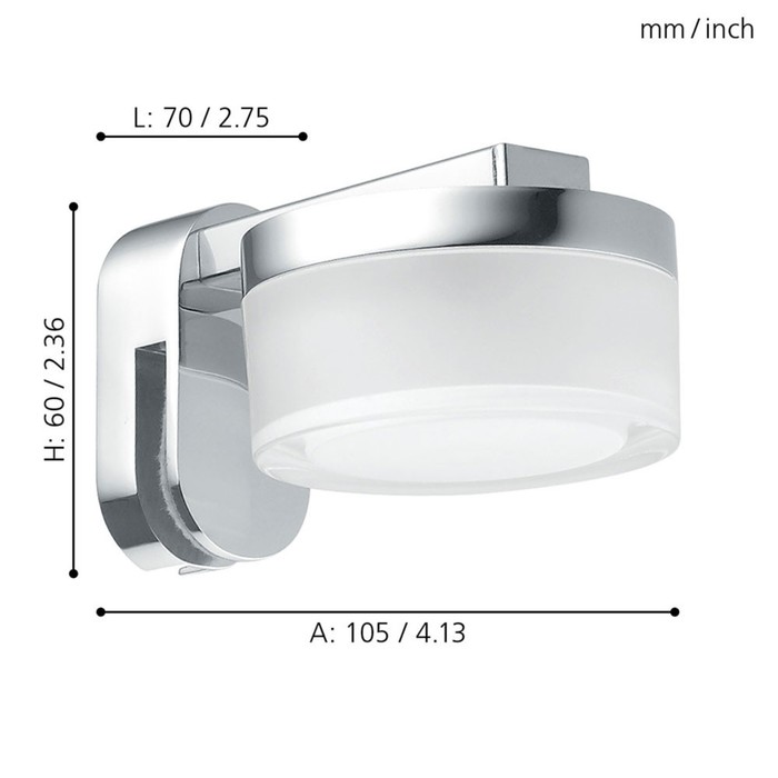 

Бра ROMENDO, 1x4,5Вт LED, 3000K, 480лм, цвет хром
