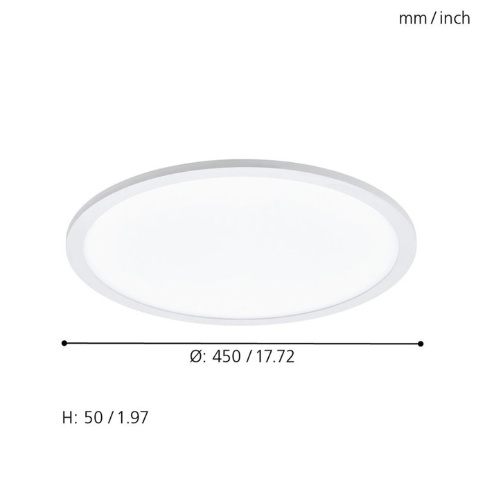 

Светильник SARSINA-C, 1x21Вт LED, 2700-6500K, 2900лм, цвет белый