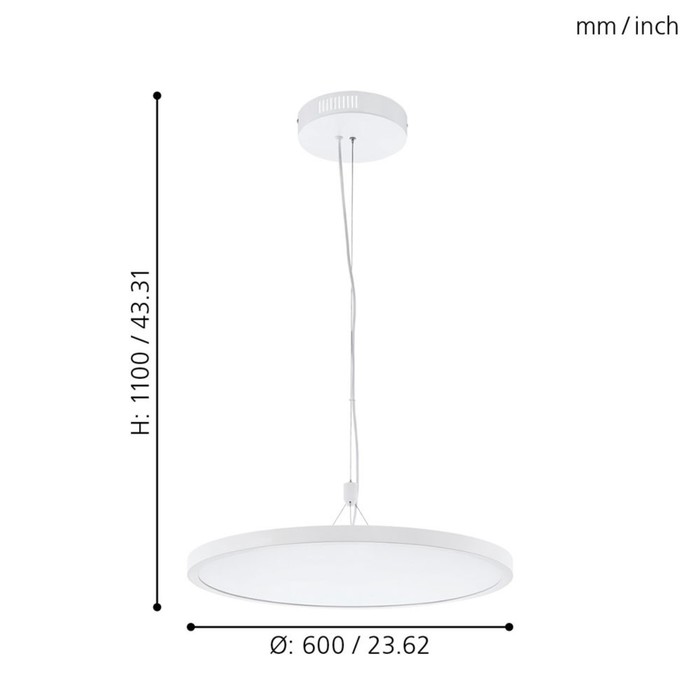 

Светильник CERIGNOLA-C, 1x32Вт LED, 2700-6500K, 3600лм, цвет белый