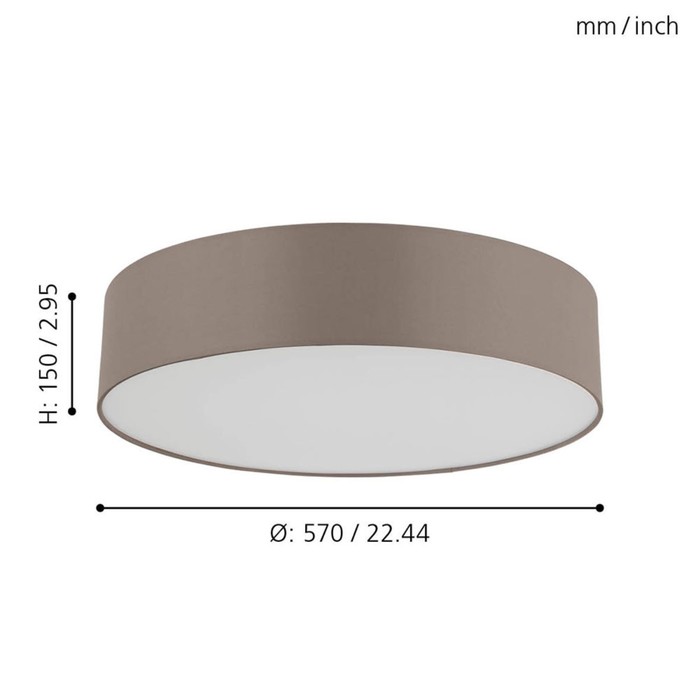 

Светильник ROMAO-C, 1x33Вт LED, 2700-6500K, 3500лм, цвет серый