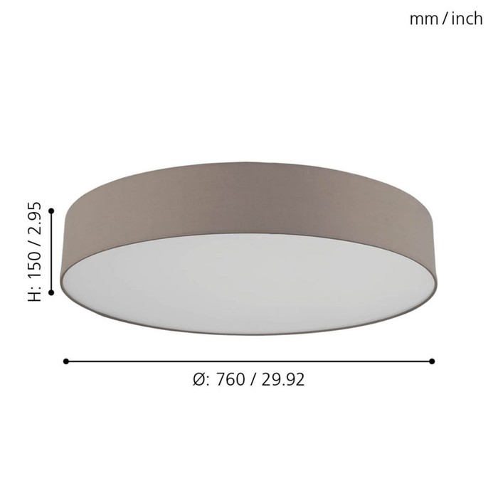 

Светильник ROMAO-C, 1x42Вт LED, 2700-6500K, 4200лм, цвет серый