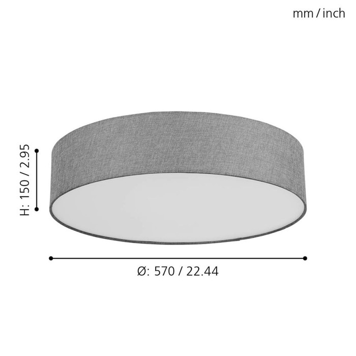 

Светильник ROMAO-C, 1x33Вт LED, 2700-6500K, 3500лм, цвет серый