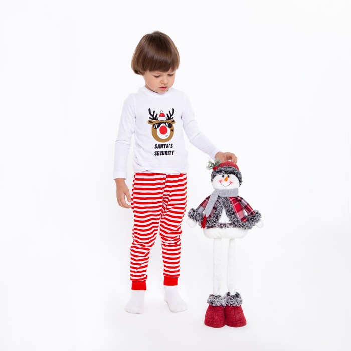 Пижама детская Santa's Security, цвет белый/красный, рост 116-122 см