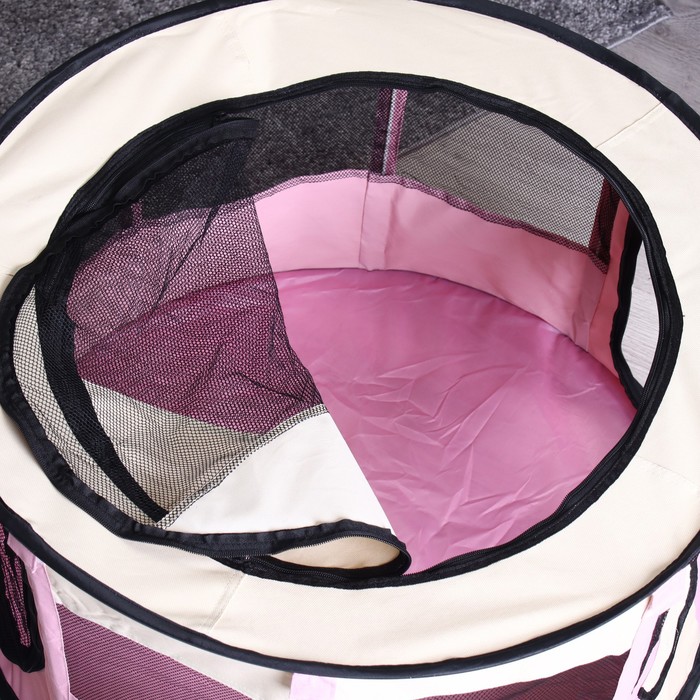 Вольер для животных, тентовый, круглый, 70 х 40 см, розовый