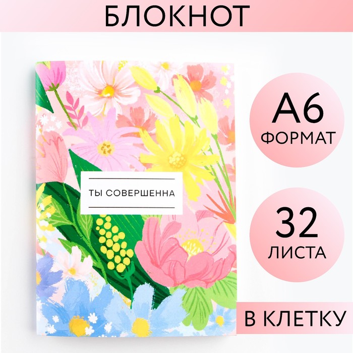 

Блокнот А6, 32 л. В клетку «Ты совершенна»