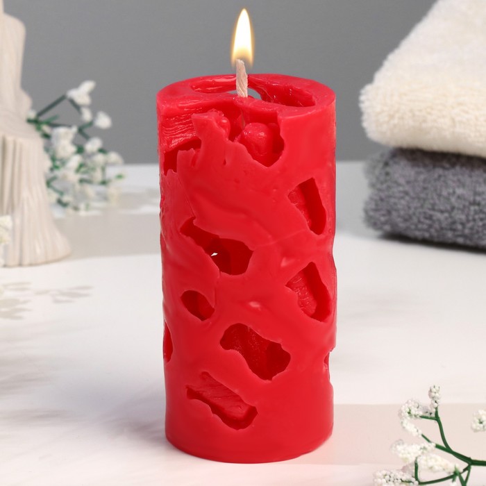 Свеча ароматическая декоративная Ажурная, красный, 6х12 см, садовые ягоды свеча призма 6х12 см лососевый