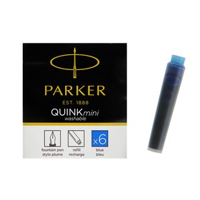 Картридж Parker MINI для перьевой ручки с синими чернилами неводостойкими Washable, 6шт Ош
