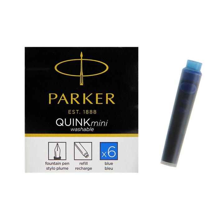 

Картридж Parker MINI для перьевой ручки с синими чернилами неводостойкими Washable, 6шт