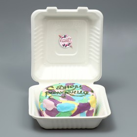 Коробка для бенто-торта со свечкой, кондитерская подарочная упаковка, «Спасибо», 21 х 20 х 7,5 см