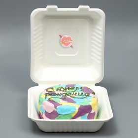 Коробка для бенто-торта со свечкой, кондитерская подарочная упаковка, «С любовью», 21 х 20 х 7,5 см