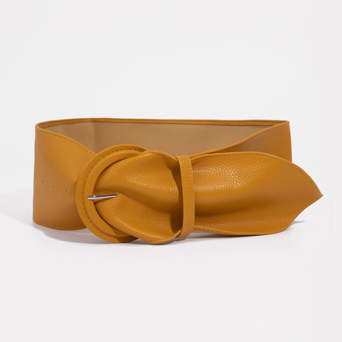 фото Ремень женский, ширина 10 см, пряжка в коже, цвет жёлтый