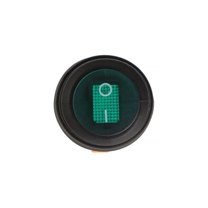 Переключатель влагозащищенный круглый зелёный с подсветкой, 250 В, 6 А, 3 контакта