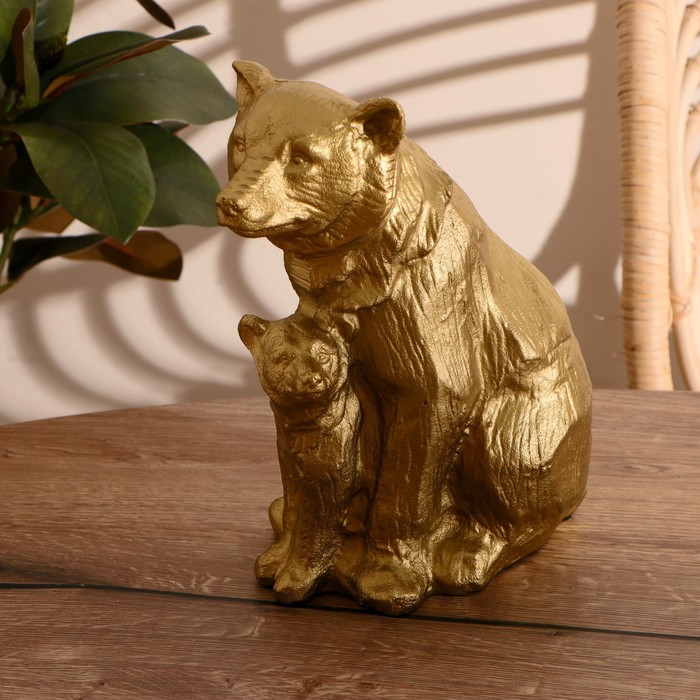 Сувенир Медведица с медвежонком алюминий 28 см