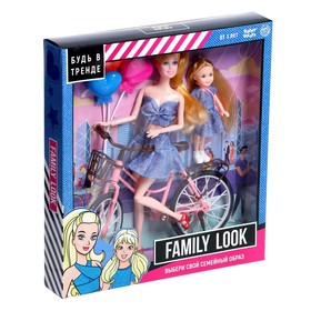 

Кукла с дочкой Family Look на велосипеде, джинс, уценка