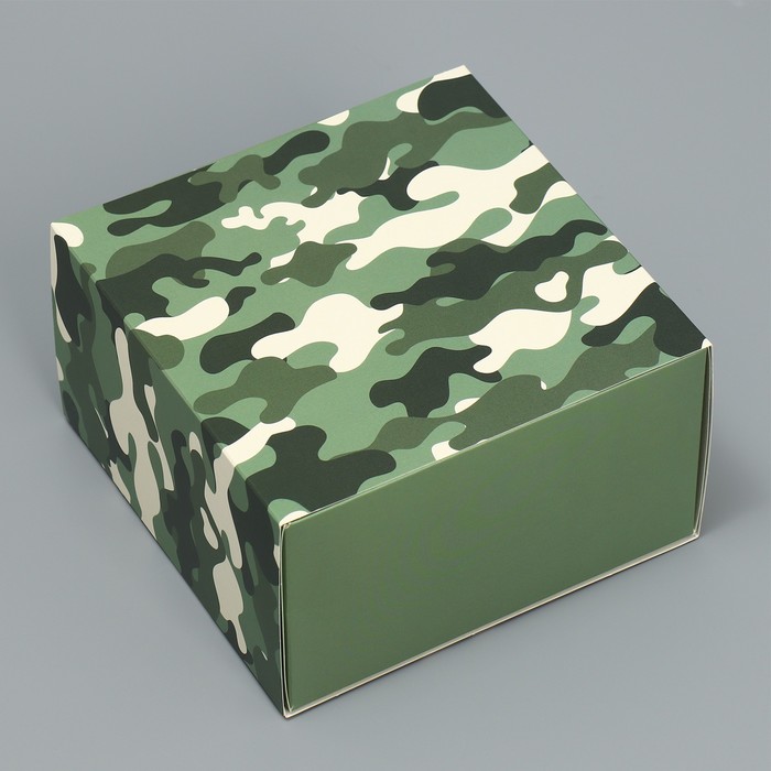 Коробка подарочная складная, упаковка, «Хаки», 14 х 14 х 8 см коробка подарочная клетка 8 х 14 5 см