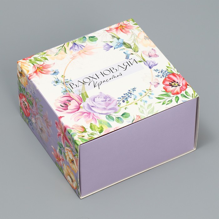 Коробка подарочная складная, упаковка, «Цветы», 14 х 14 х 8 см