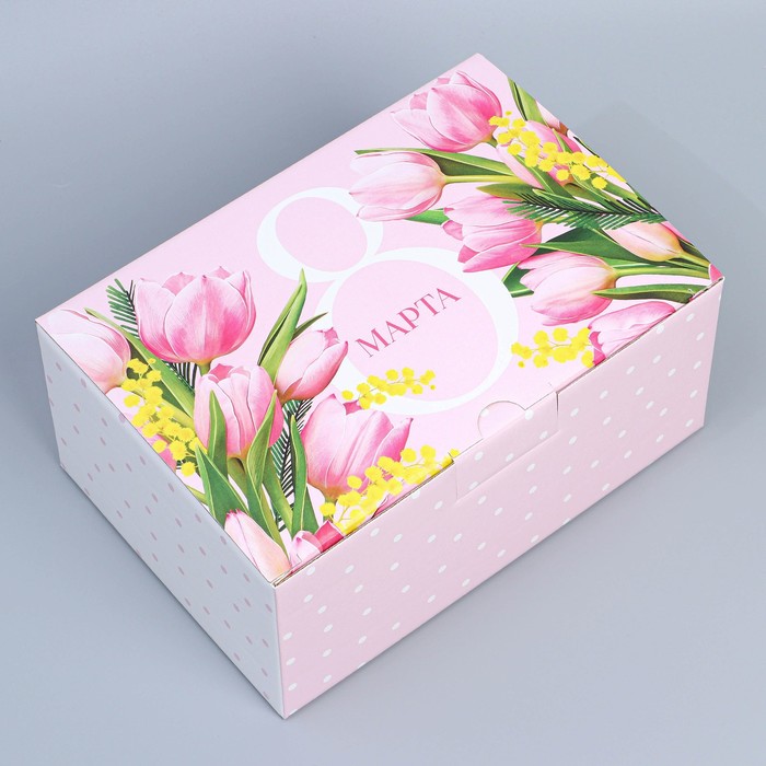 Коробка подарочная сборная, упаковка, «8 марта», 22 х 15 х 10 см коробка подарочная 8 марта розовая 22 х 16 х 5 см