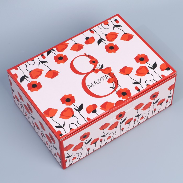 Коробка подарочная сборная, упаковка, «С праздником весны», 26 х 19 х 10 см коробка сборная с праздником весны 26 х 19 х 10 см