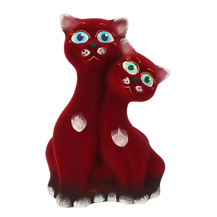 Копилка "Коты вместе" флок, бордовая