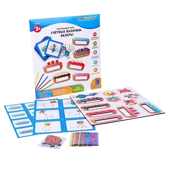 фото Обучающая игра «счётные палочки. эклеры» woodland toys