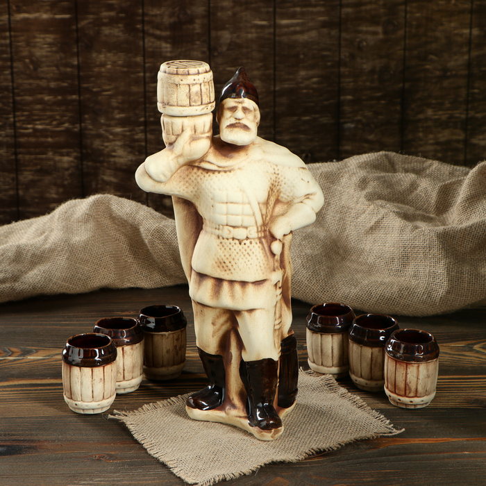 Штоф с рюмками "Богатырь" шамот, 7 предметов, 0,75 л